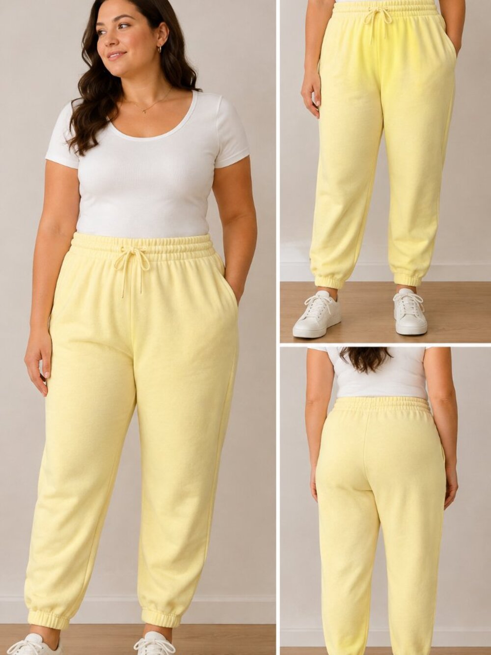Studio Women’s 2X Pale Yellow Fleece Jogger Sweatpants NWT